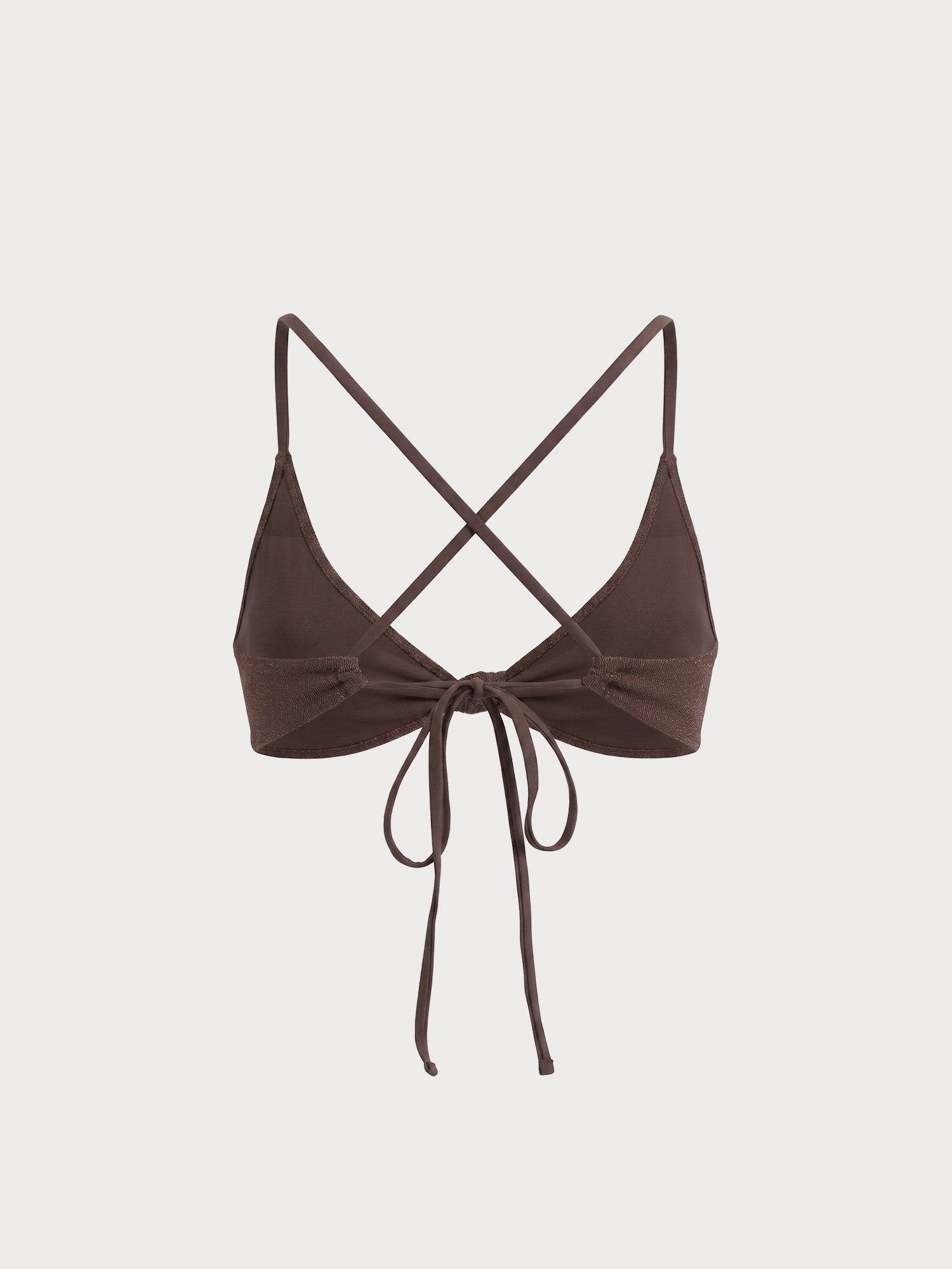 Parlak Kahverengi Düğümlü Üçgen Bikini Üstü - Şık Yaz Modası