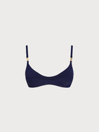 Şık Lacivert Altın Detaylı Bikini Üstü - Yaz Modası