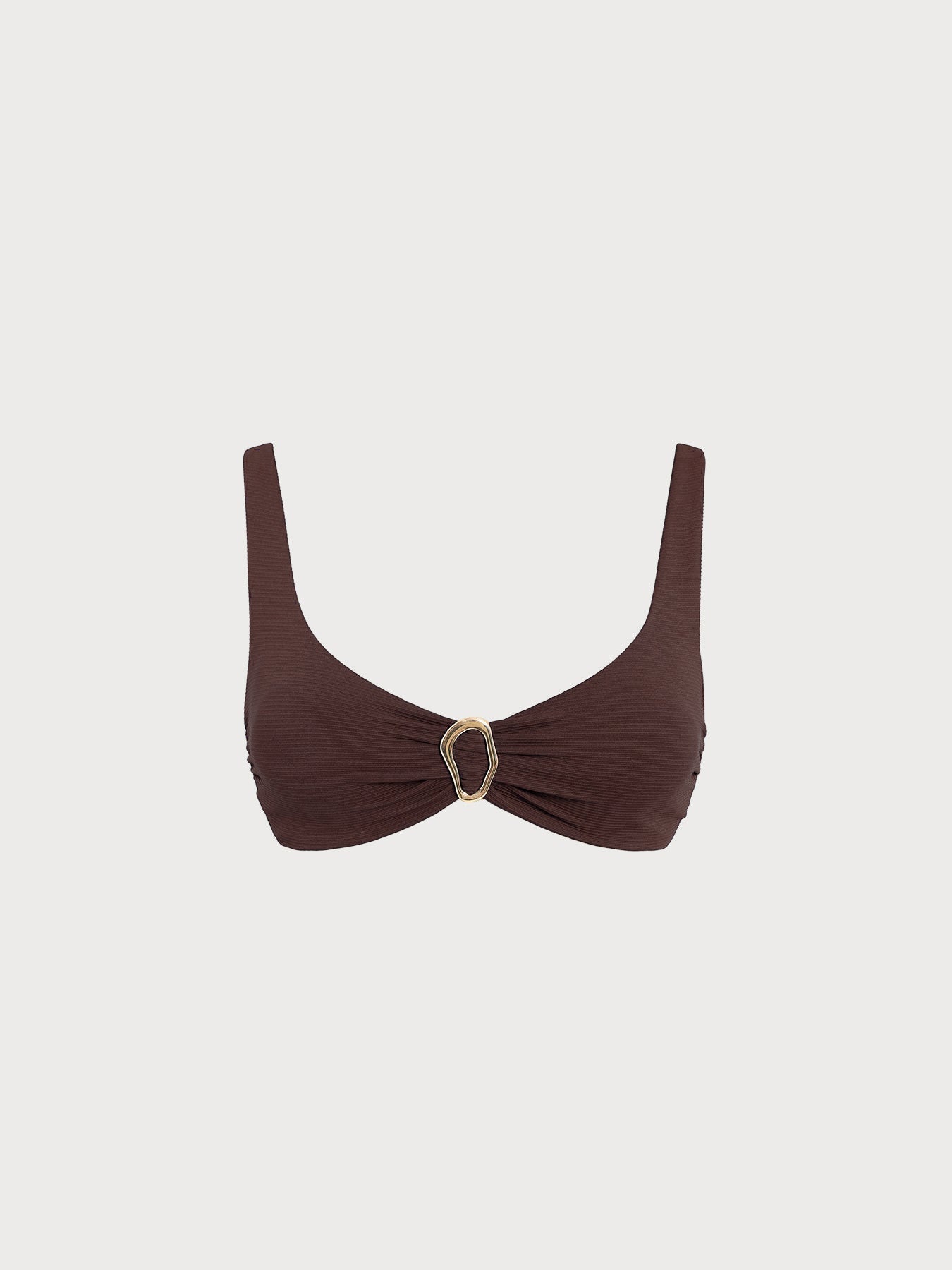 Premium Kahverengi Ribana O-Ring Bikini Üstü