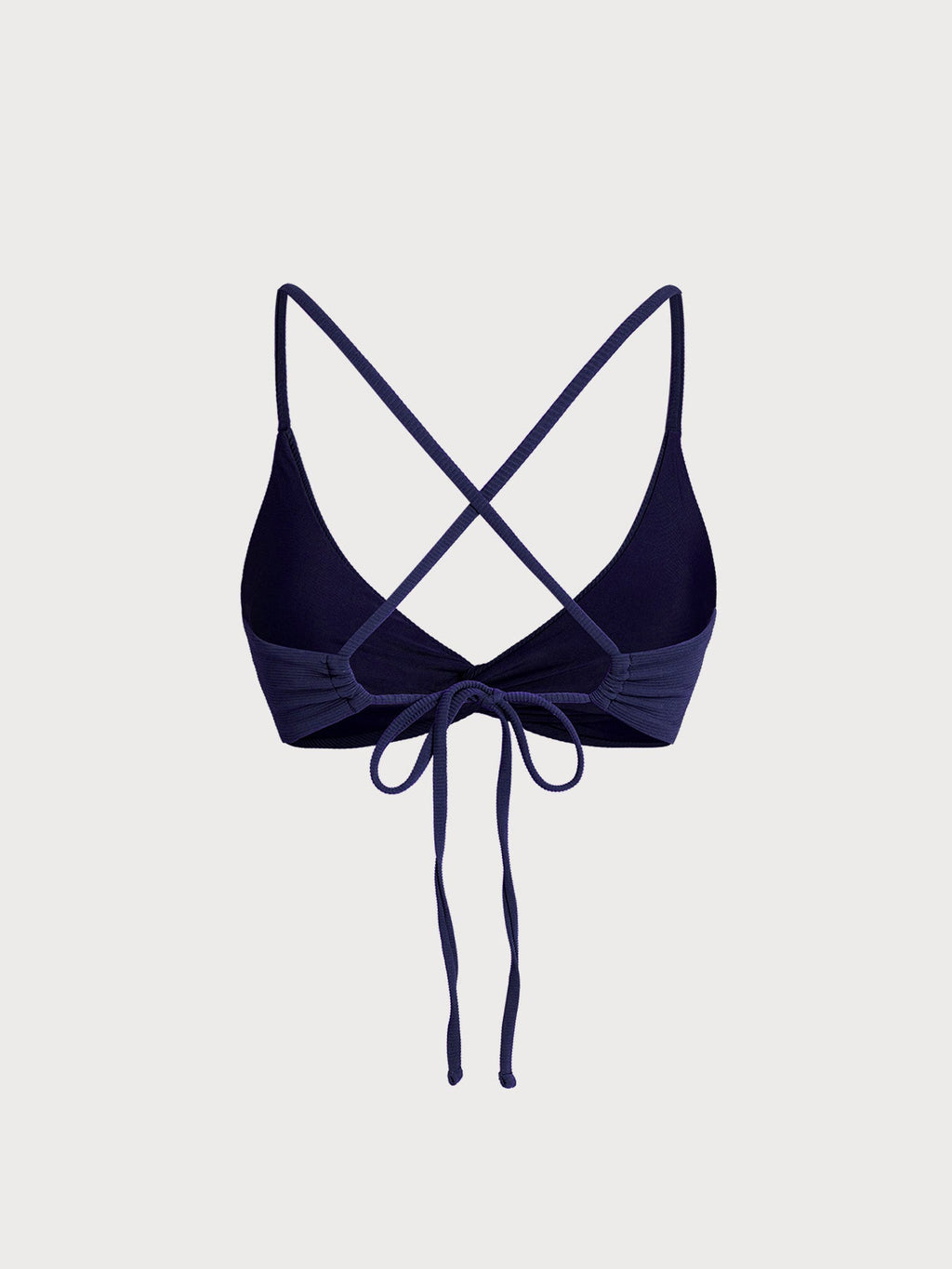 Şık Lacivert Dönüşlü Açık Sırt Bikini Üstü