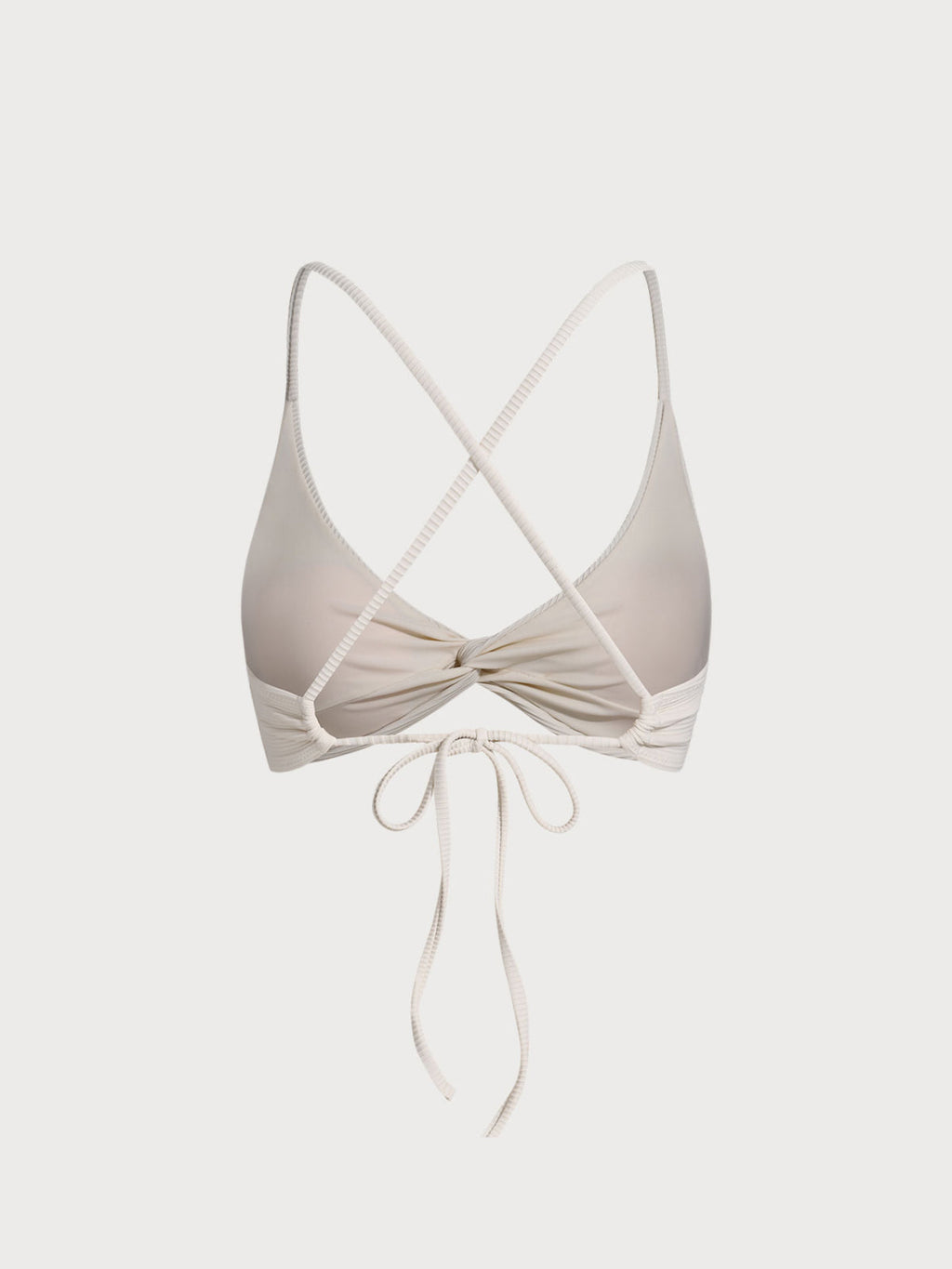 Off White Dönüşlü Sırt Açık Bikini Üstü