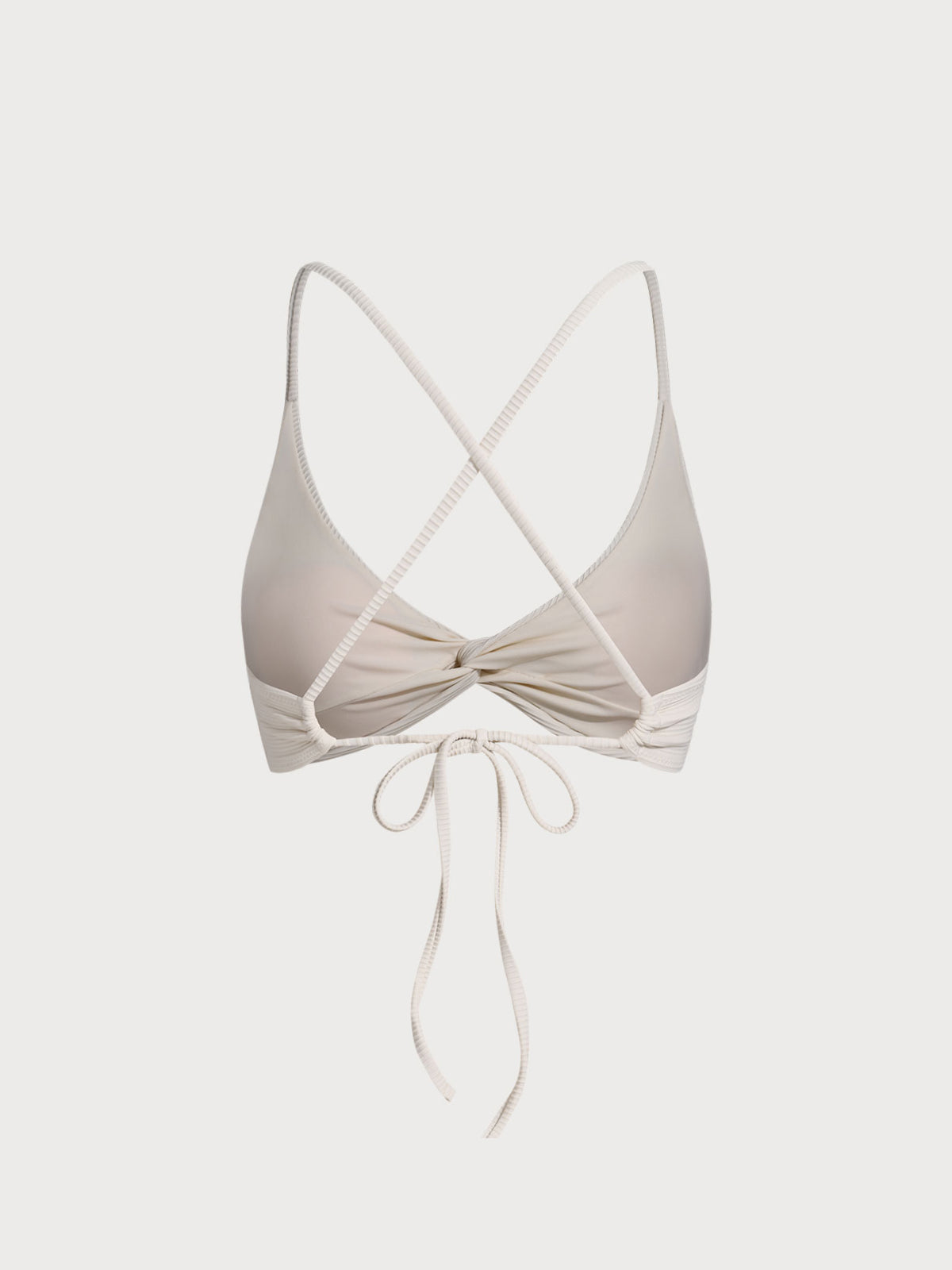 Off White Dönüşlü Sırt Açık Bikini Üstü