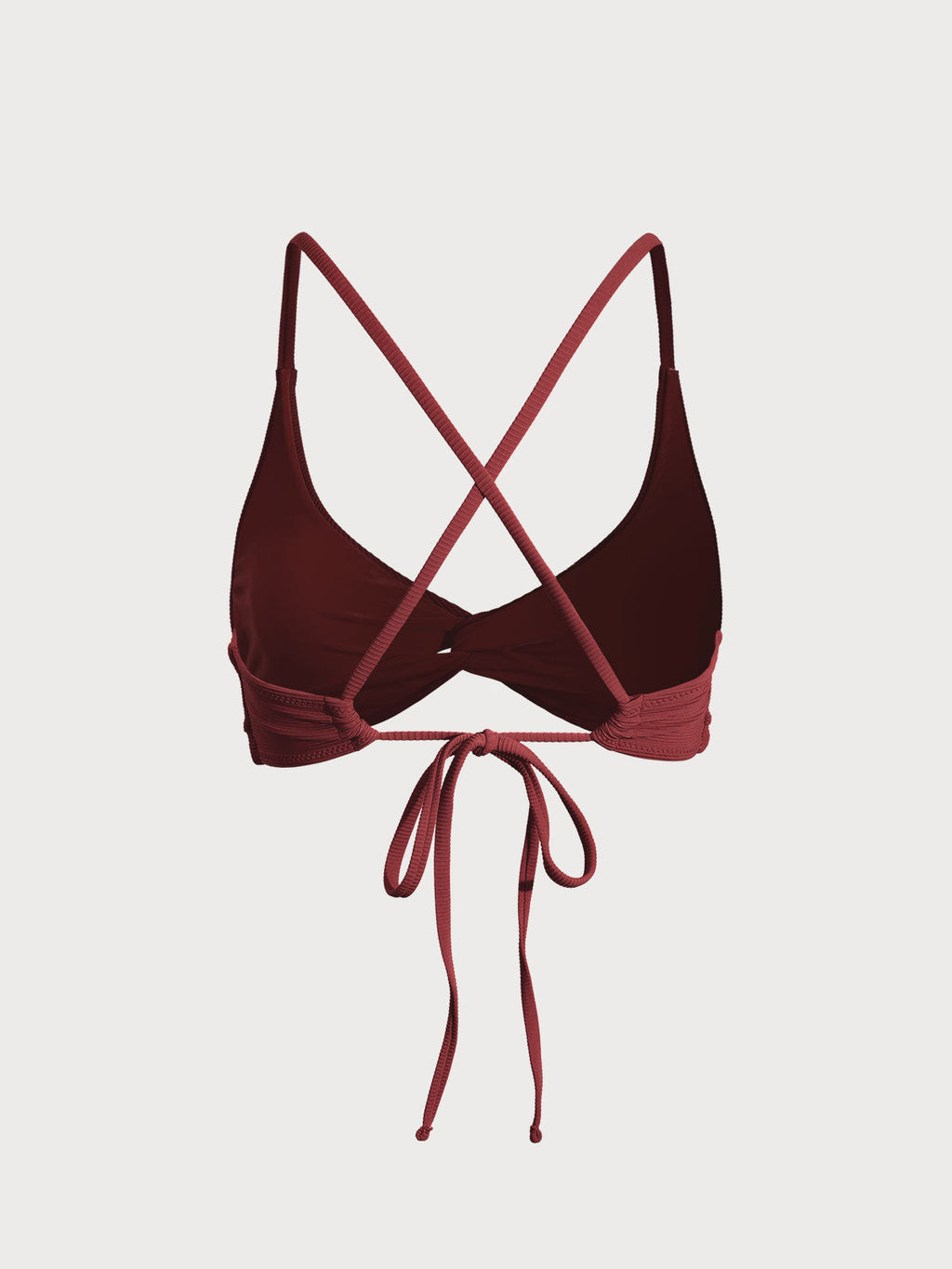 Şarap Renkli Dönüşlü Sırt Açık Bikini Üstü - Şıklık ve Konfor