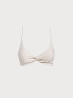 Off White Dönüşlü Sırt Açık Bikini Üstü