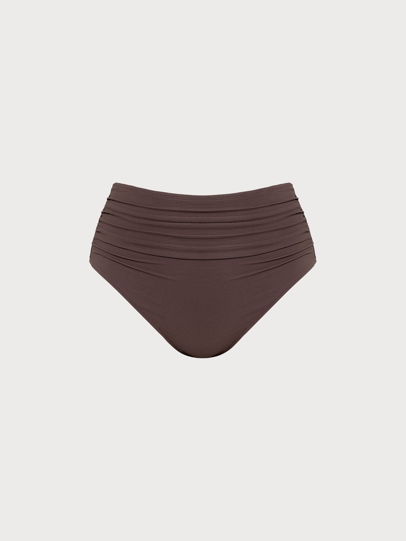 Şık Kahverengi Büyük Beden Ruched Bikini Altı