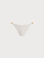 Off White Altın Detaylı Şık Bikini Altı