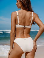 Off White Yüksek Bel Tam Kapama Bikini Altı