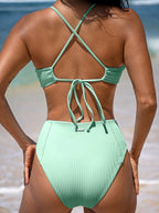 Siyah Ribanalı Yüksek Bel Tam Kapama Bikini Altı