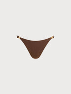 Şık Kahverengi Altın Detaylı Bikini Altı - Yaz Modası