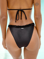 Şık Siyah Volanlı Bikini Altı - Yaz Plaj Modası