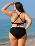 Yüksek Bel Siyah Kontrast Büyük Beden Bikini Altı