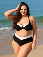 Yüksek Bel Siyah Kontrast Büyük Beden Bikini Altı
