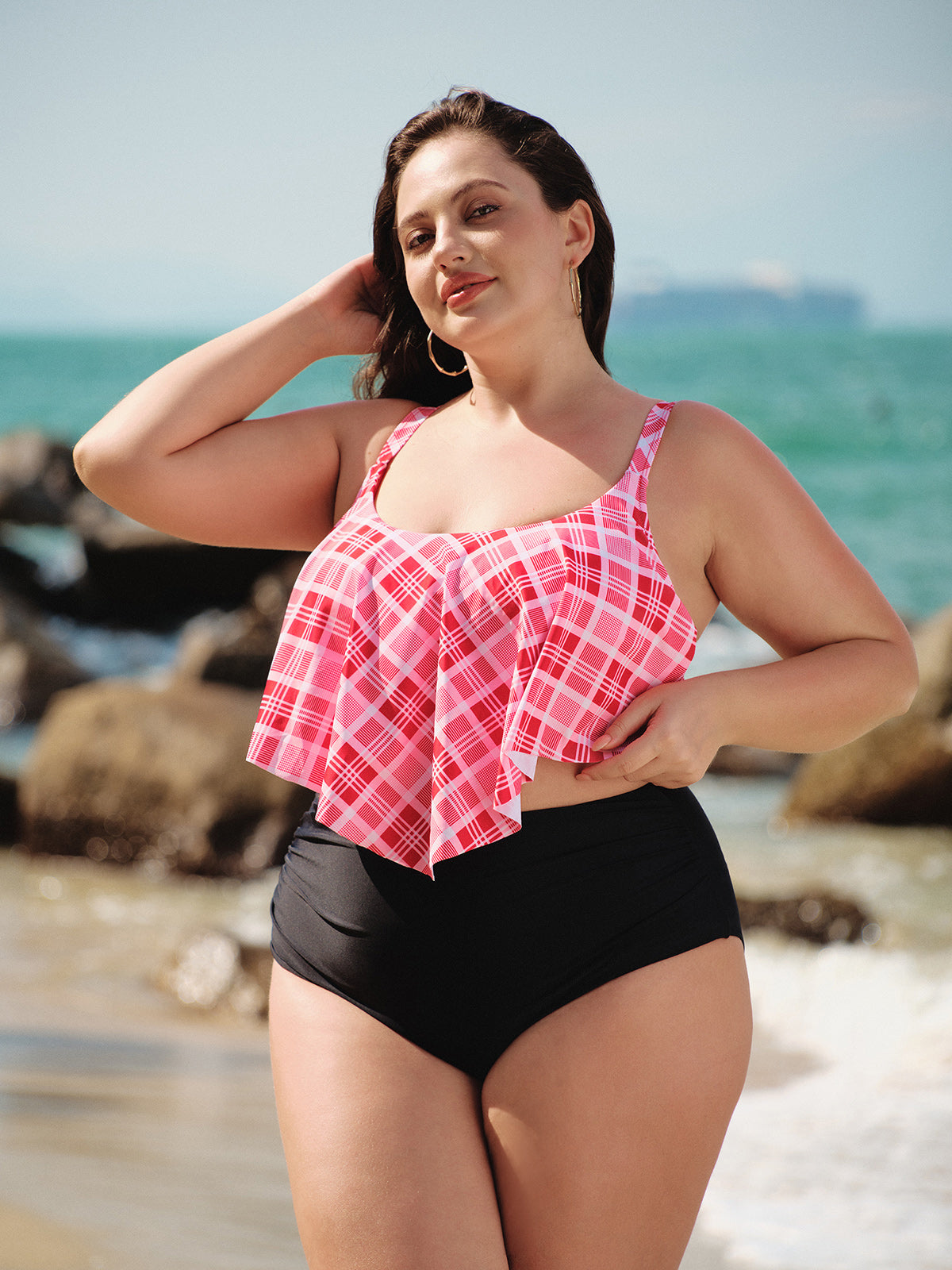 Şık Siyah Büyük Beden Kırışık Bikini Altı
