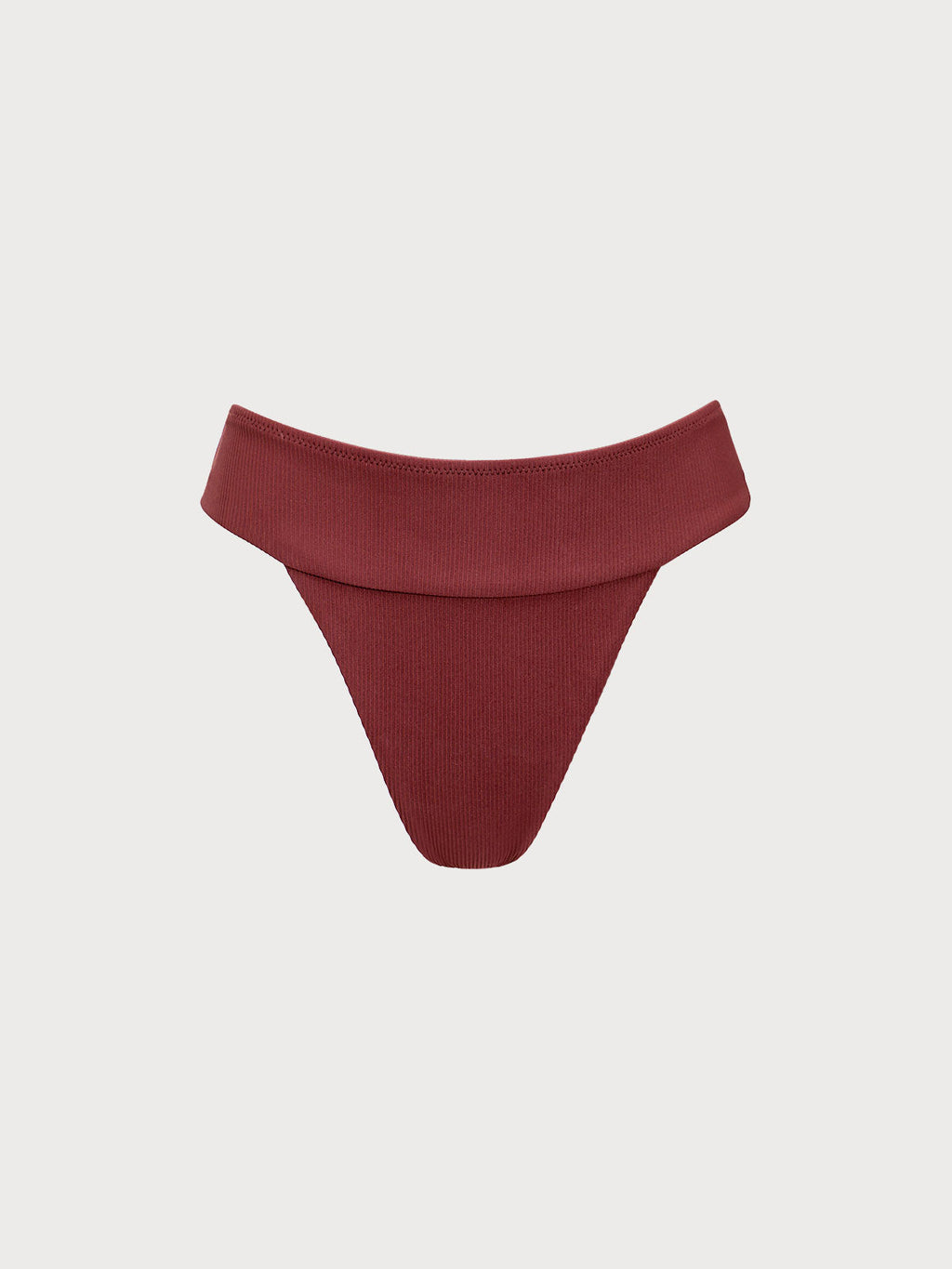 Ribanalı Kırmızı Şarap Renk Yüksek Bel Bikini Altı