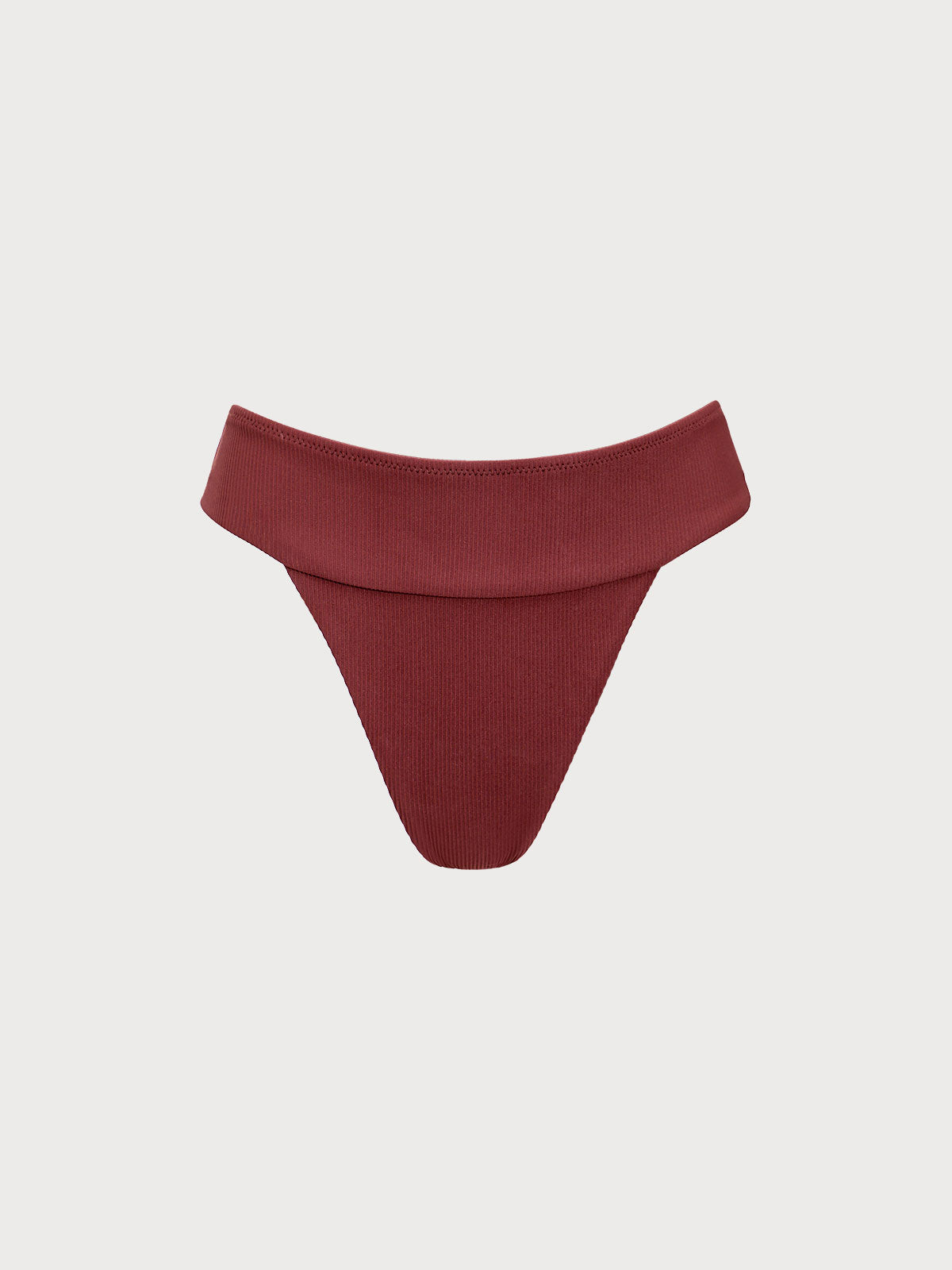 Ribanalı Kırmızı Şarap Renk Yüksek Bel Bikini Altı
