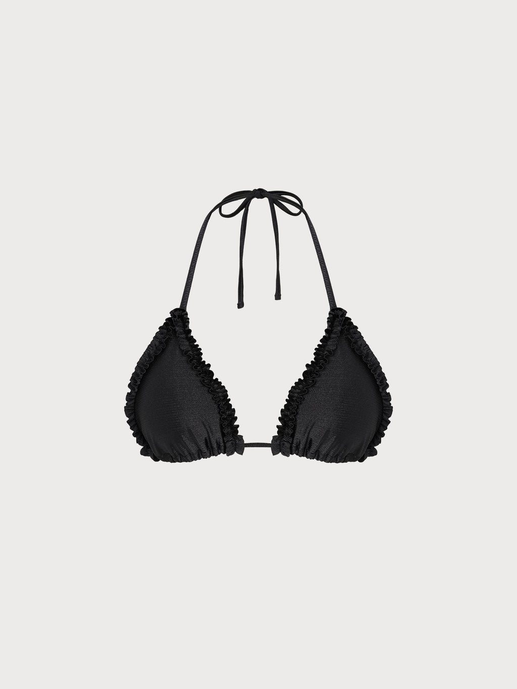 Şık Siyah Volanlı Halter Bikini Üstü - Kadın Plaj Modası