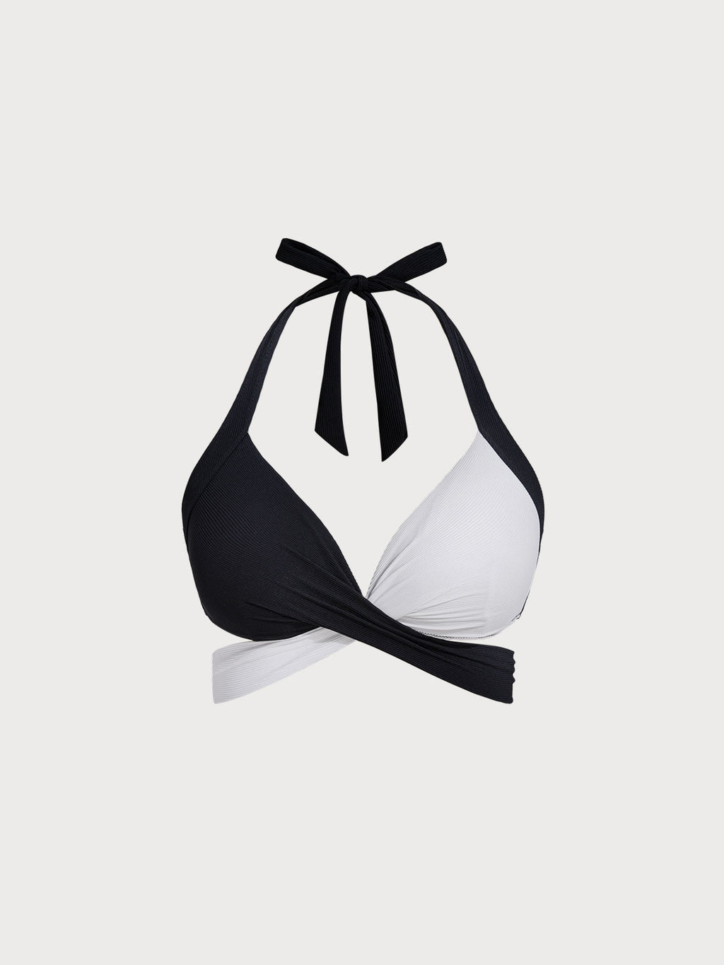 Şık Siyah-Beyaz Üçgen Büyük Beden Bikini Üstü