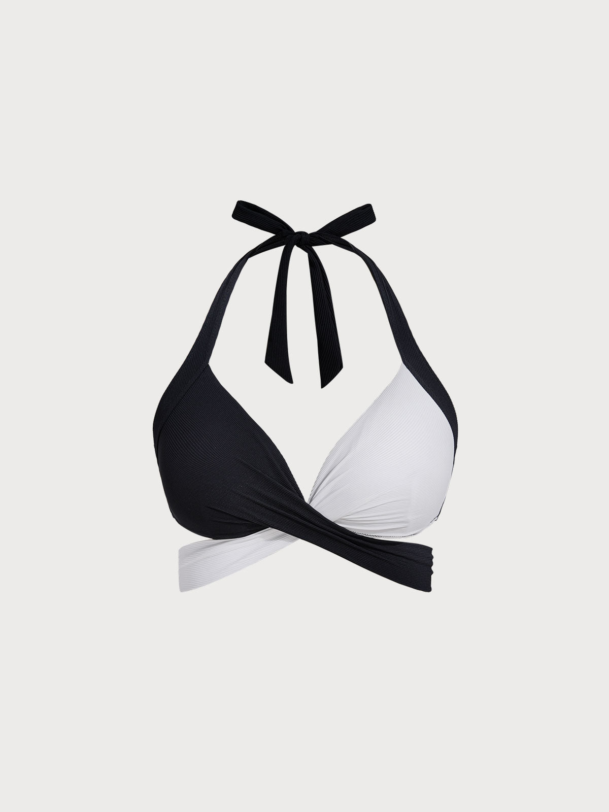 Şık Siyah-Beyaz Üçgen Büyük Beden Bikini Üstü