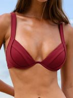 Premium Kırmızı Destekli Şarap Bikini Üstü