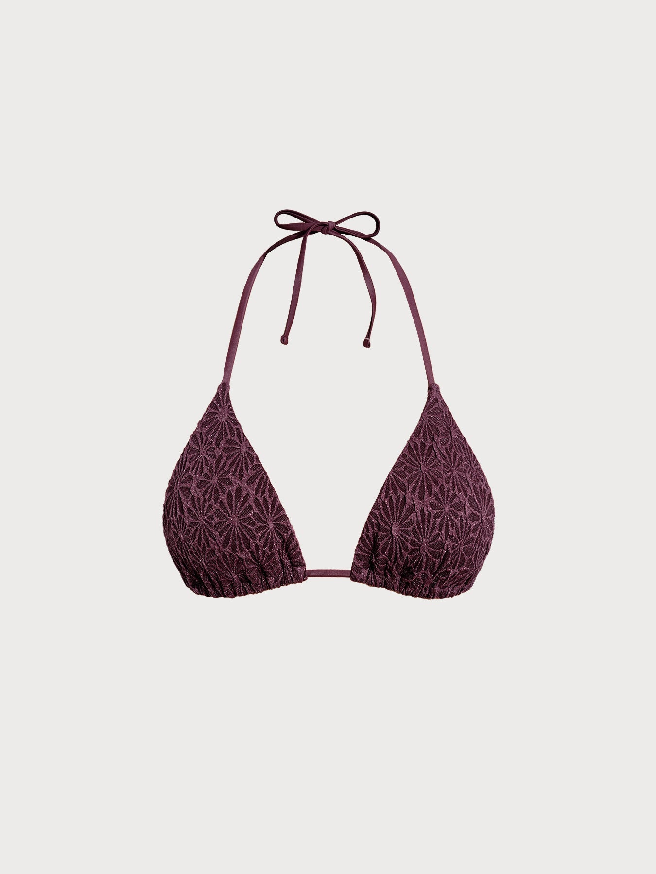 Şık Koyu Kahverengi Dokulu Üçgen Bikini Üstü