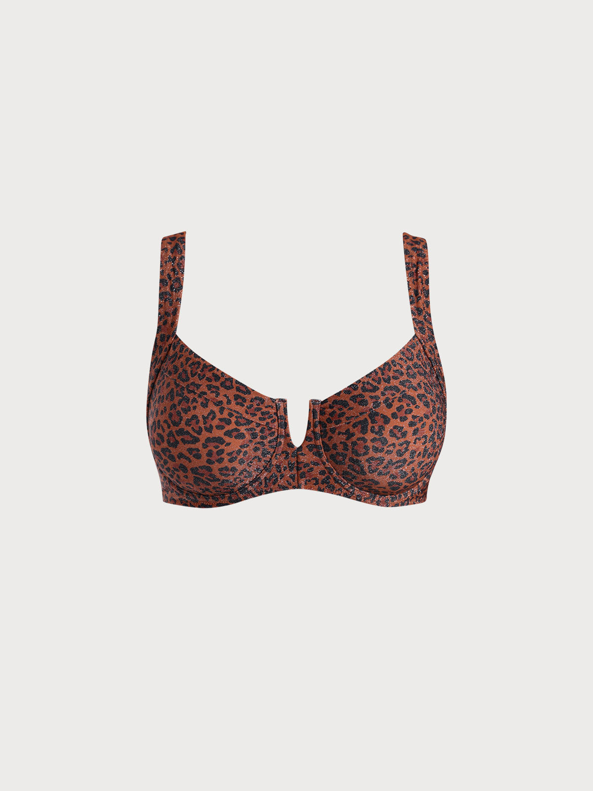 Leopar Desenli V Yaka Büyük Beden Bikini Üstü - Şıklık ve Konfor