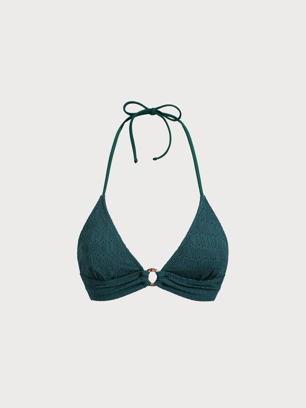 Koyu Yeşil Dokulu Halter Bikini Üstü - Şık ve Rahat