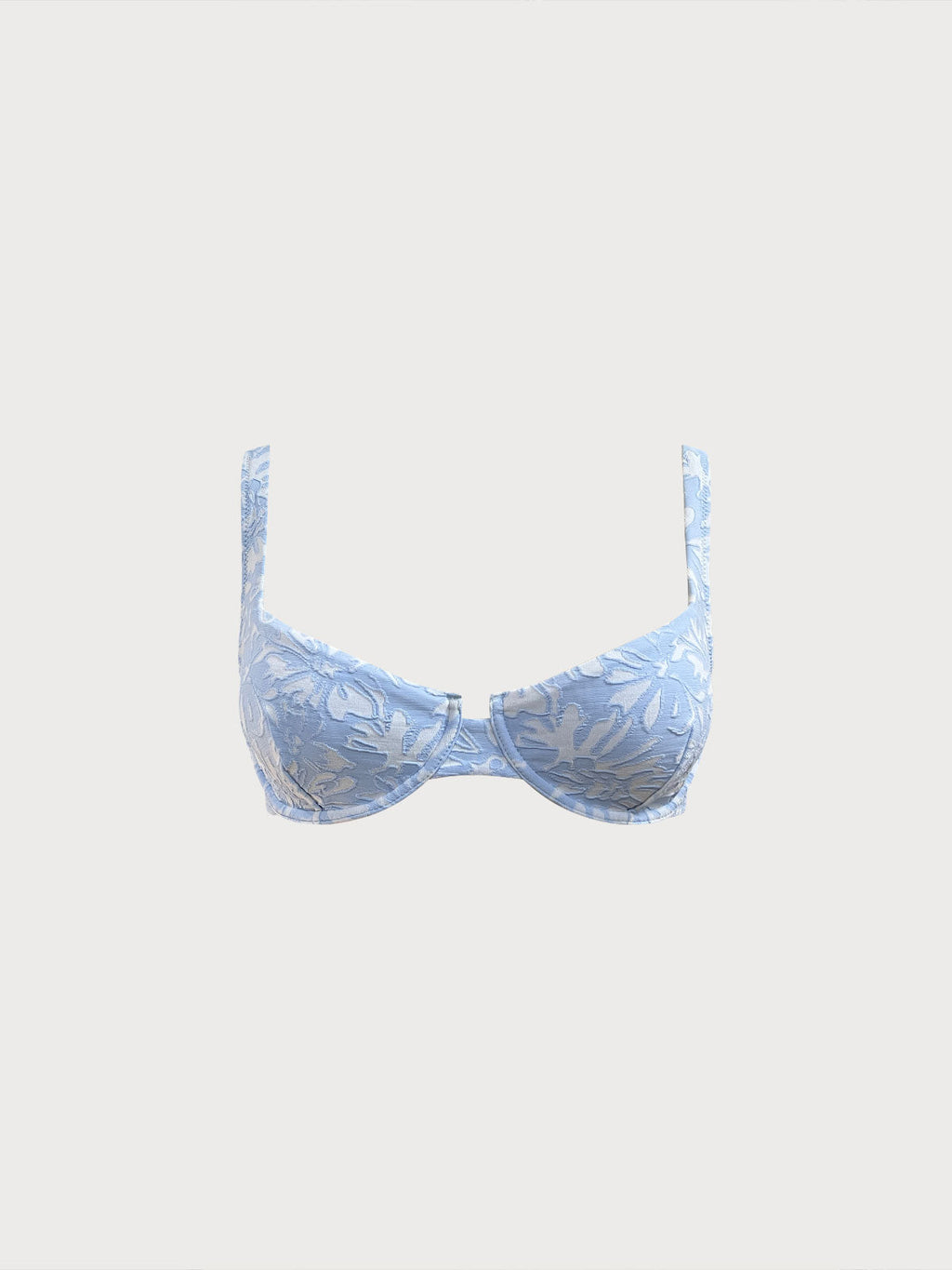 Destekli Açık Mavi Çiçekli Bikini Üstü - Şık ve Rahat