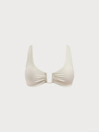 Off White U-Halkalı Çapraz Bikini Üstü - Şık ve Rahat