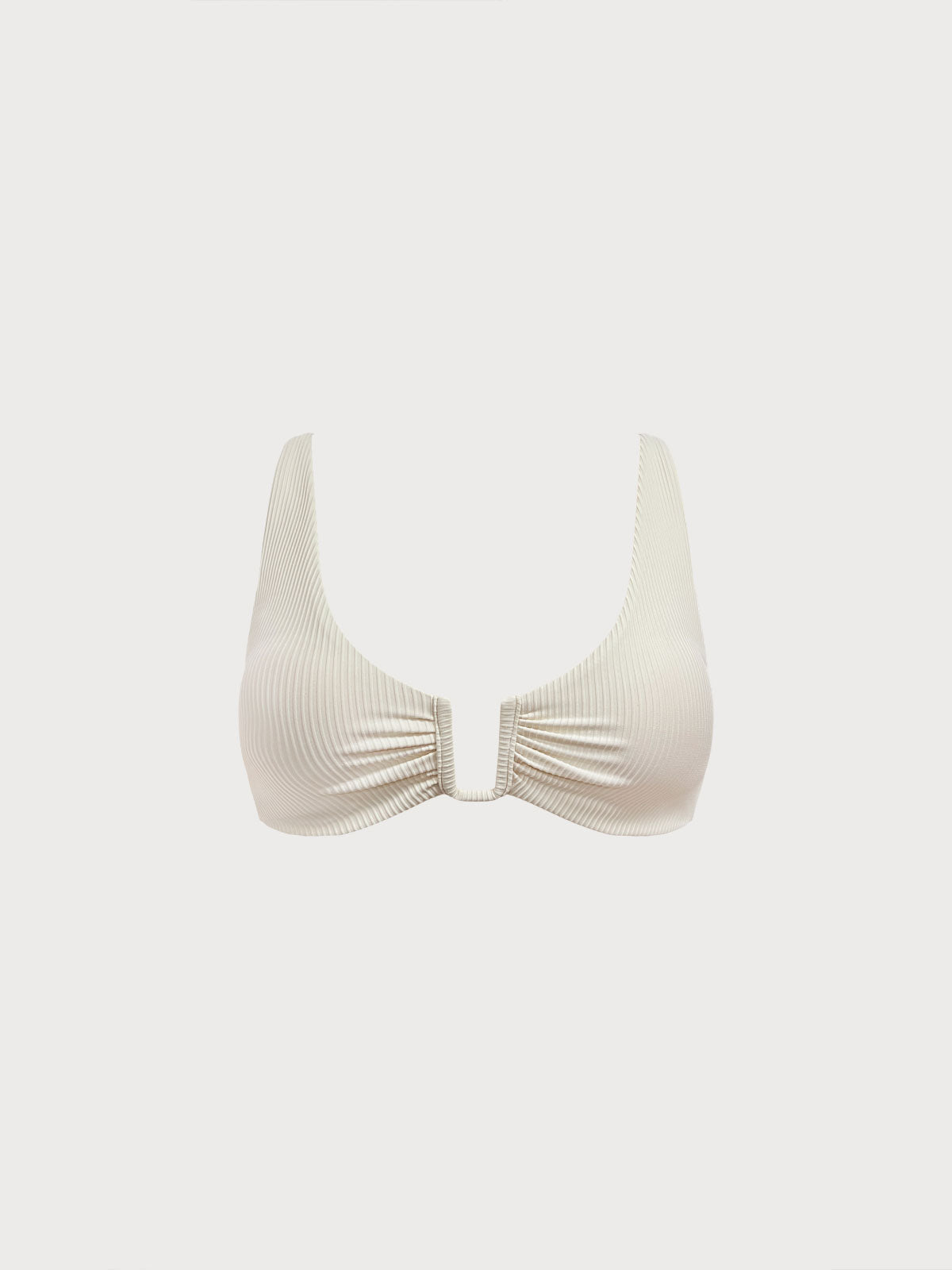 Off White U-Halkalı Çapraz Bikini Üstü - Şık ve Rahat