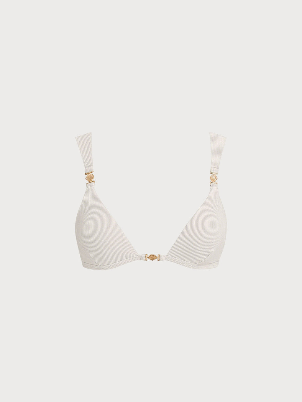 Off White Altın Detaylı Şık Bikini Üstü