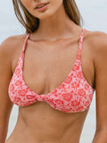 Premium Kırmızı Gül Desenli Bikini Üstü - Şık ve Rahat