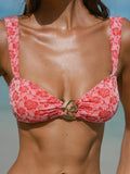 Premium Kırmızı Gül Desenli Bikini Üstü - Şıklık ve Konfor
