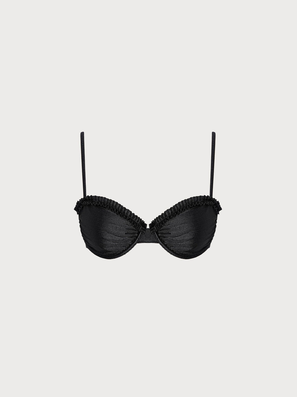 Destekli Siyah Volanlı Bikini Üstü - Şık ve Rahat