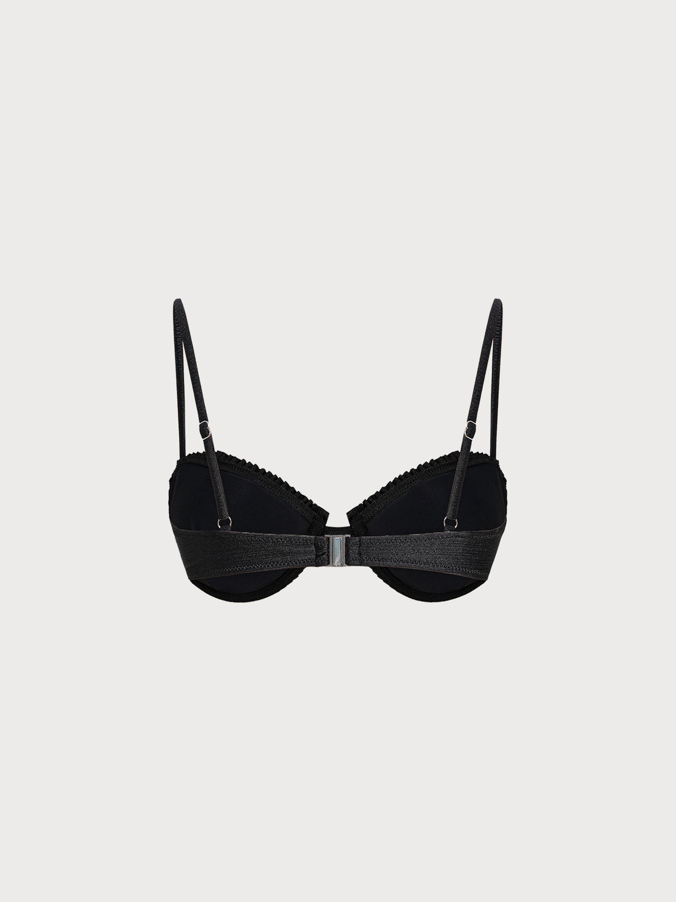 Destekli Siyah Volanlı Bikini Üstü - Şık ve Rahat