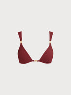 Şarap Renkli Altın Detaylı Premium Bikini Üstü