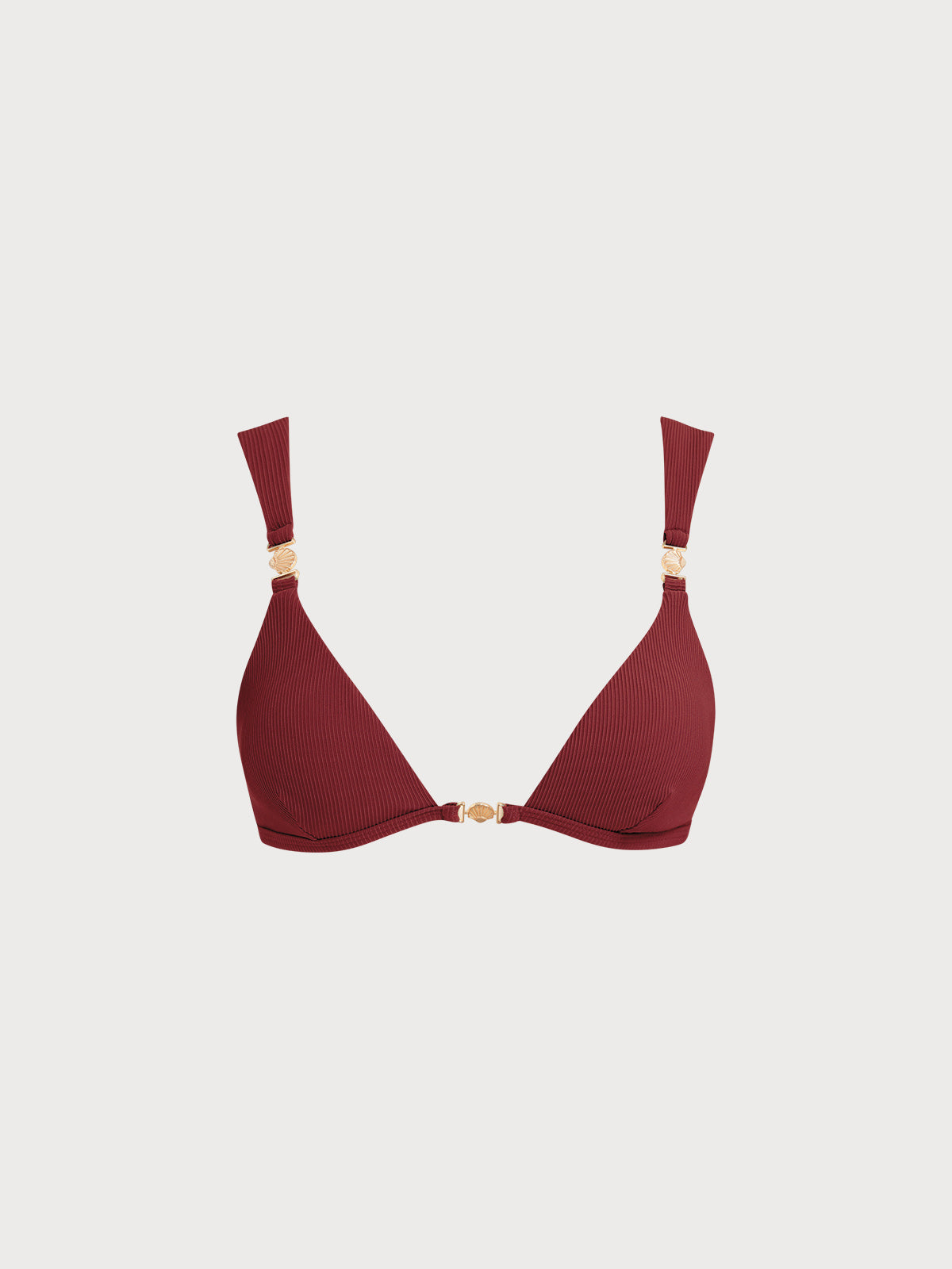 Şarap Renkli Altın Detaylı Premium Bikini Üstü