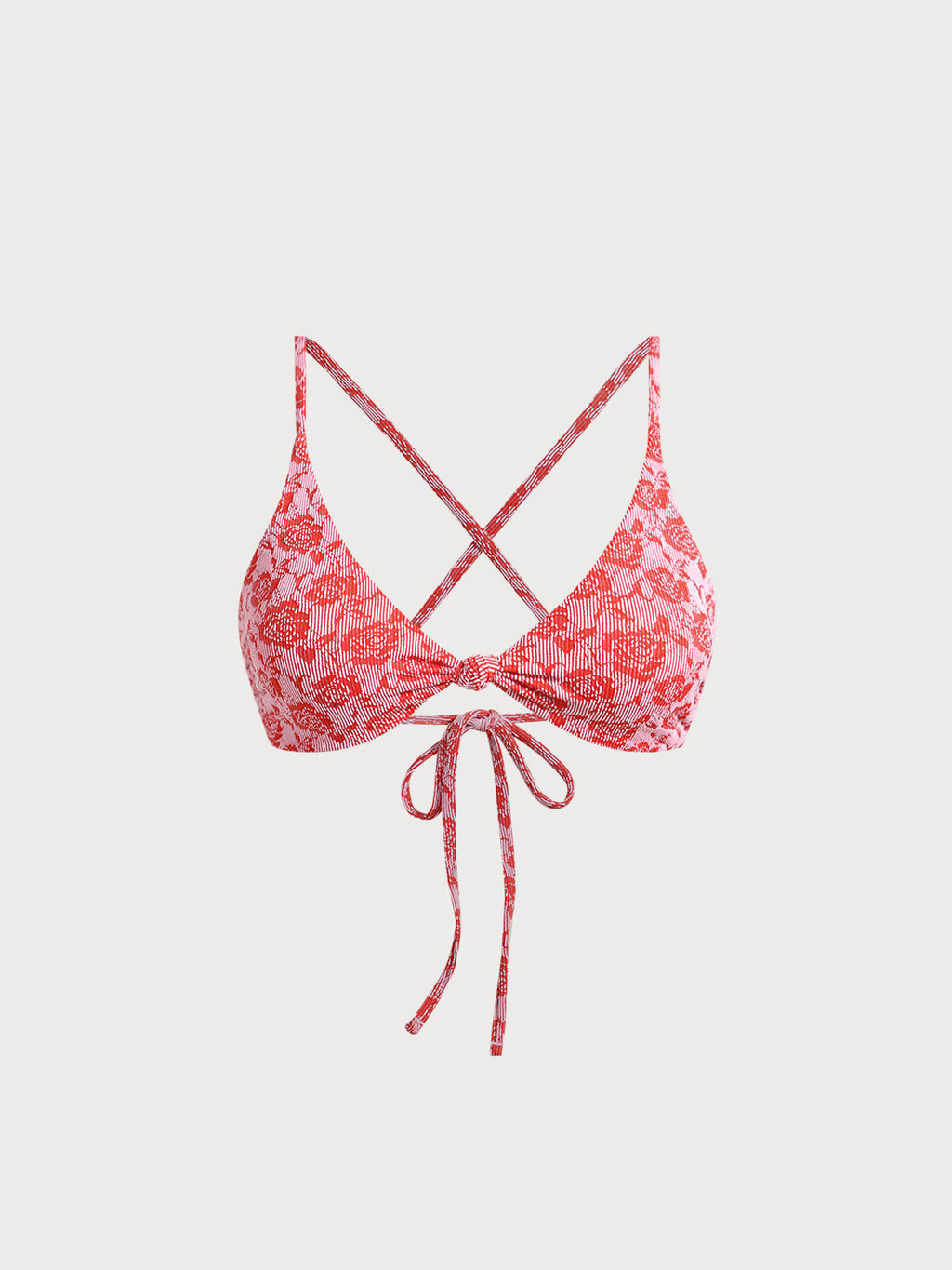 Premium Kırmızı Gül Desenli Bikini Üstü - Şık ve Rahat