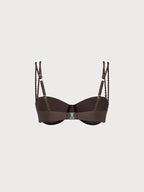 Premium Koyu Kahverengi İki Kayışlı Destekli Bikini Üstü