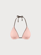 Premium Kahverengi Halter Ters Üçgen Bikini Üstü
