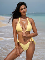 Premium Sarı Kravatlı O-Halka Bikini Üstü