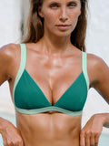 Yeşil Kontrast Kenar Üçgen Bikini Üstü - Şık Yaz Stili