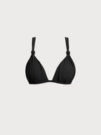 Şık Siyah Büzgülü Bikini Üstü - Konfor ve Stil