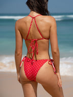 Kırmızı Puantiye Desenli Bikini Üstü - Şık ve Rahat