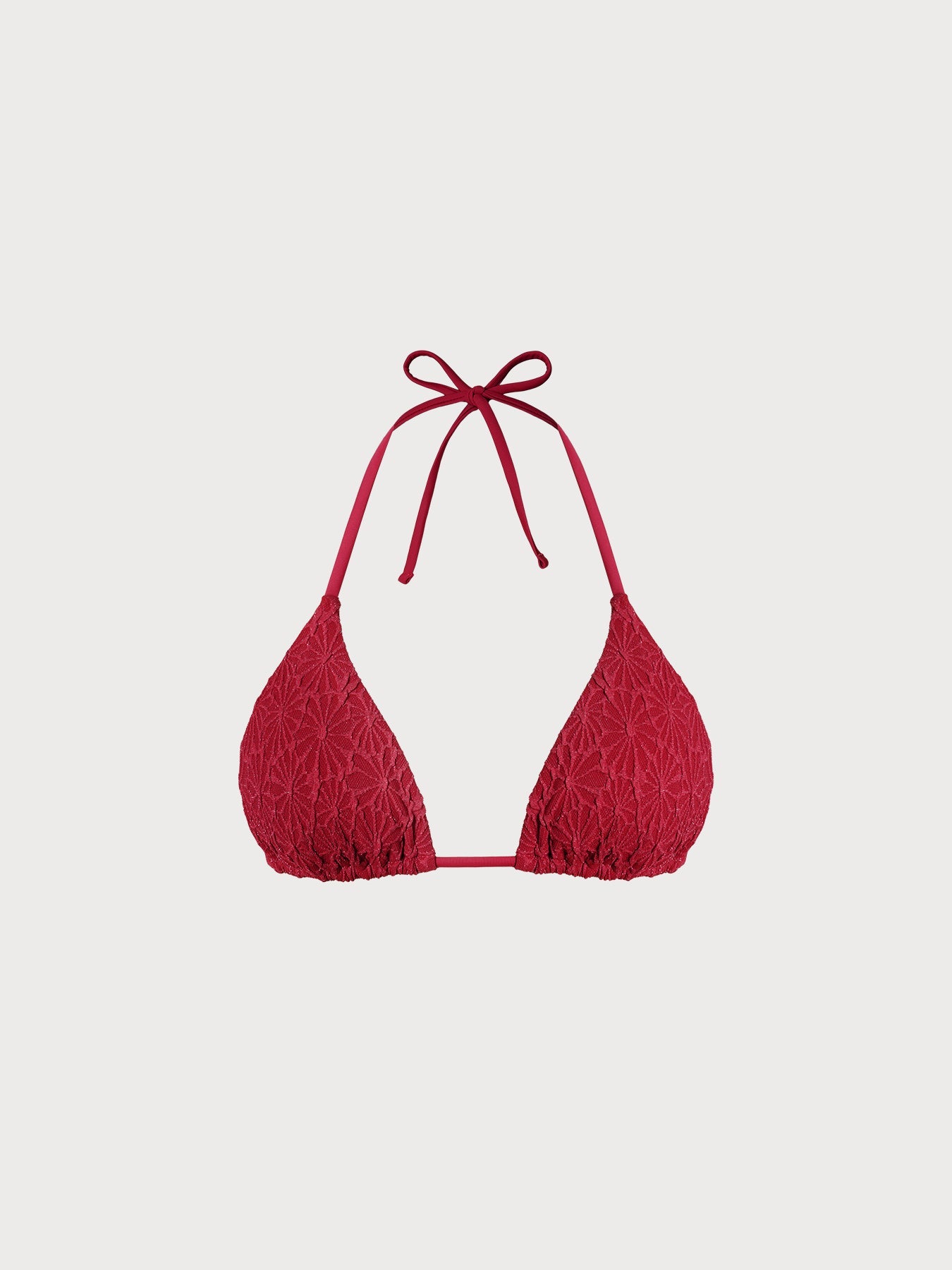 Şarap Kırmızısı Dokulu Üçgen Bikini Üstü - Şık ve Rahat