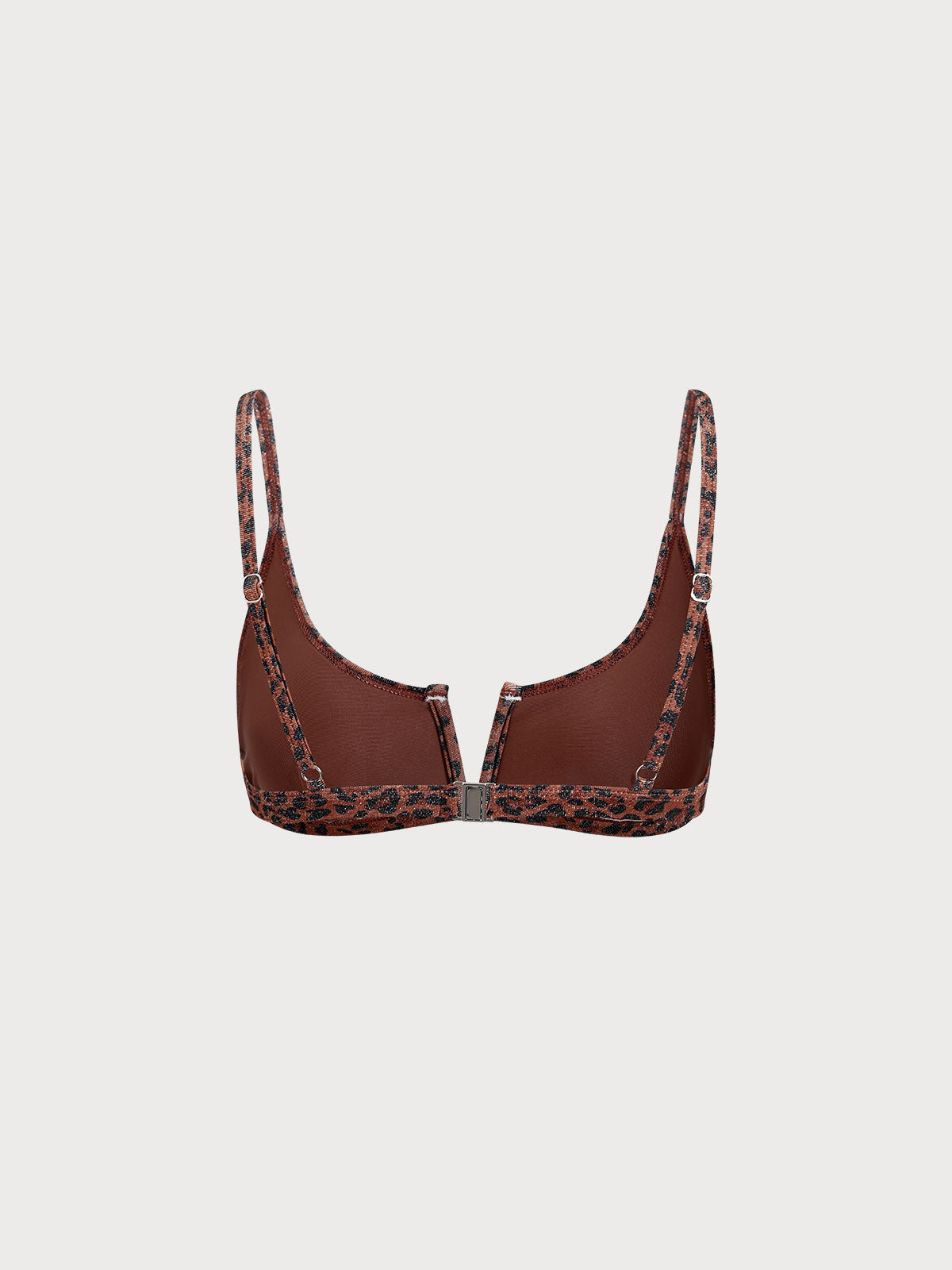 V Yaka Leopar Desenli Lurex Bikini Üstü - Şık ve Rahat
