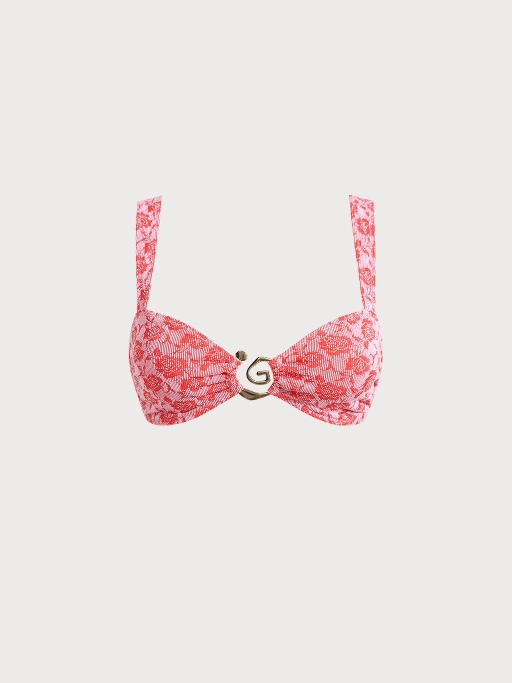 Premium Kırmızı Gül Desenli Bikini Üstü - Şıklık ve Konfor