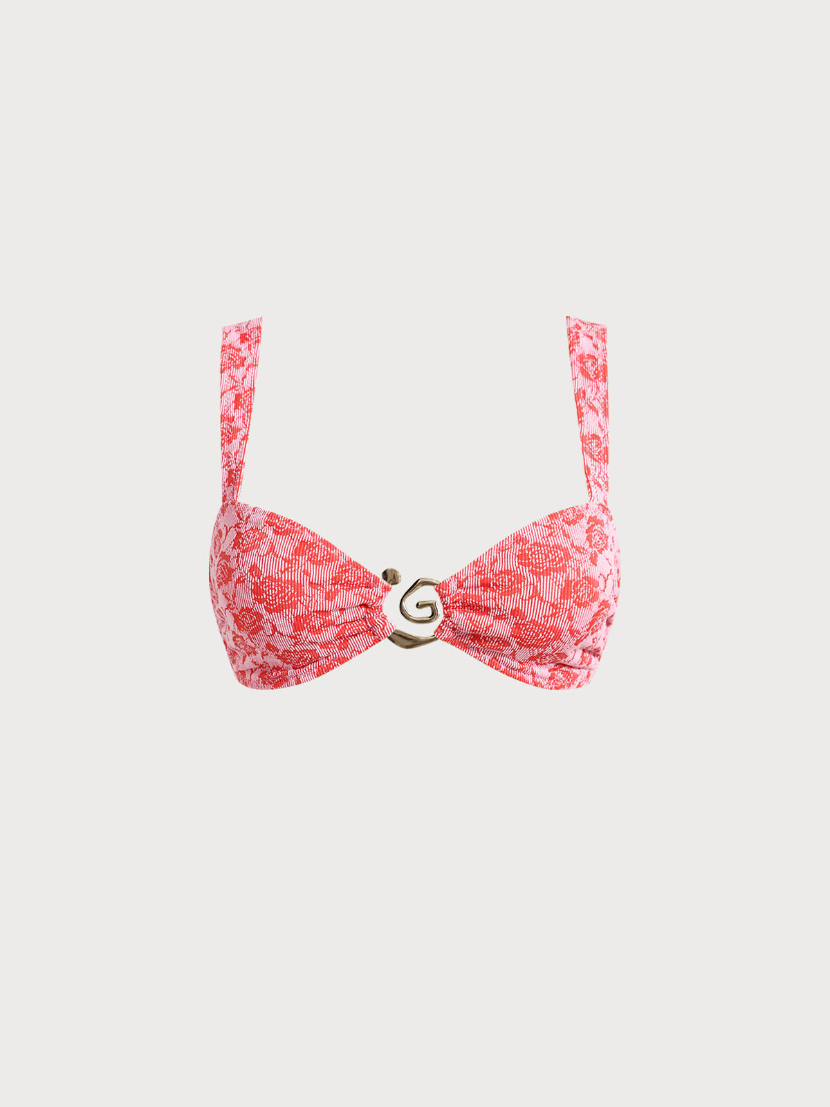 Premium Kırmızı Gül Desenli Bikini Üstü - Şıklık ve Konfor