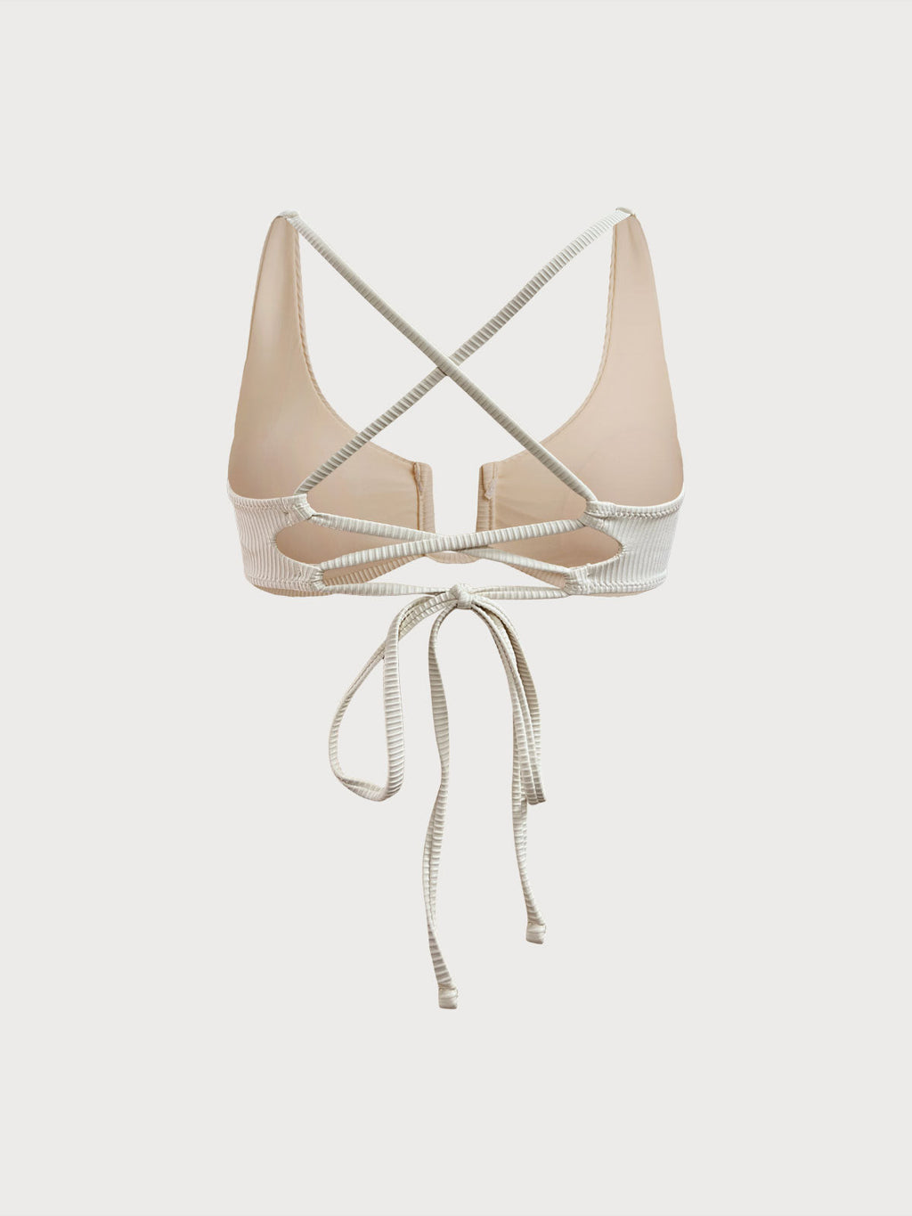 Off White U-Halkalı Çapraz Bikini Üstü - Şık ve Rahat