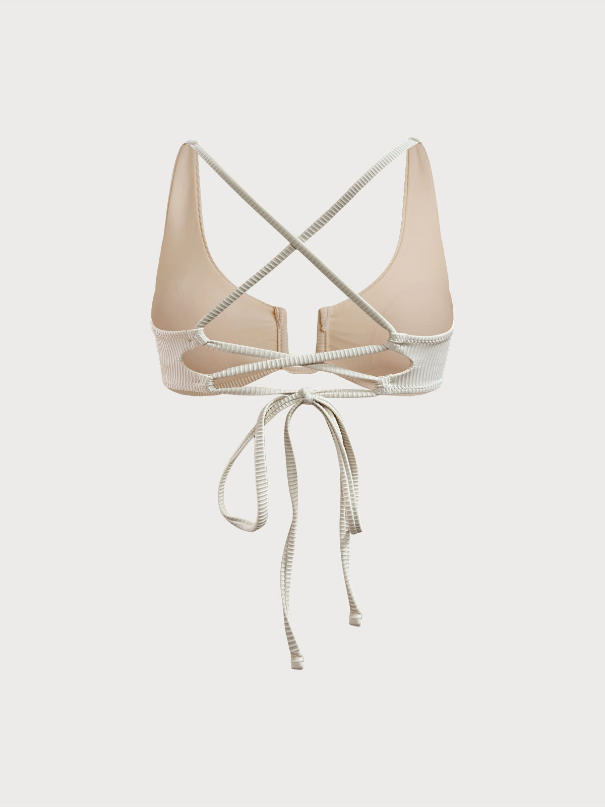 Off White U-Halkalı Çapraz Bikini Üstü - Şık ve Rahat