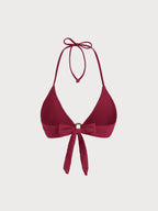 Kırmızı Dokulu Halter Bikini Üstü - Şık ve Rahat Tasarım